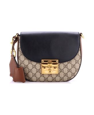 Medium Padlock Saddle Shoulder Bag GG Coated Canvas and Leather