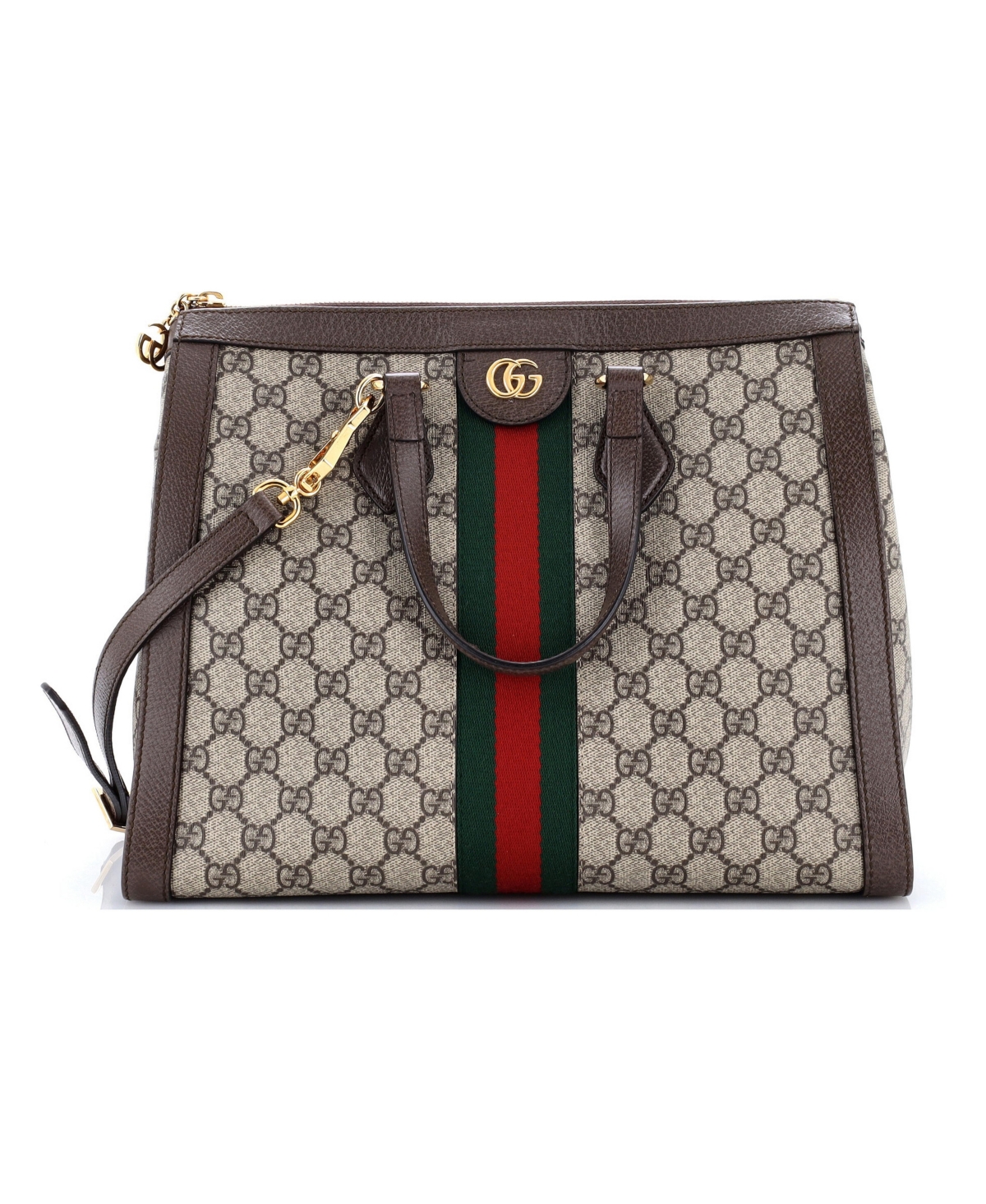Pre-Owned Gucci Medium Ophidia Top Handle Tote Gg Coated Canvas - Brown