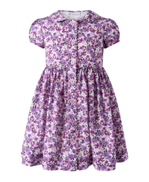 Платье Rachel Riley Puff-Sleeve Fit-and-Flare Floral-Print Cotton Dress для девочек-малышей, цвет: Фиолетовый