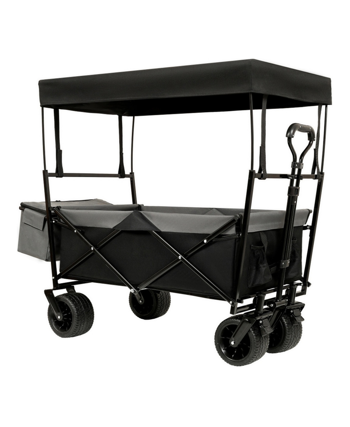 ECHTPeak Collapsible Wagon with Removable Canopy, 480Lbs Foldable Wagon Stroller with 7 Inch All Terrain Wheels for Camping Shopping Sports Garden - B