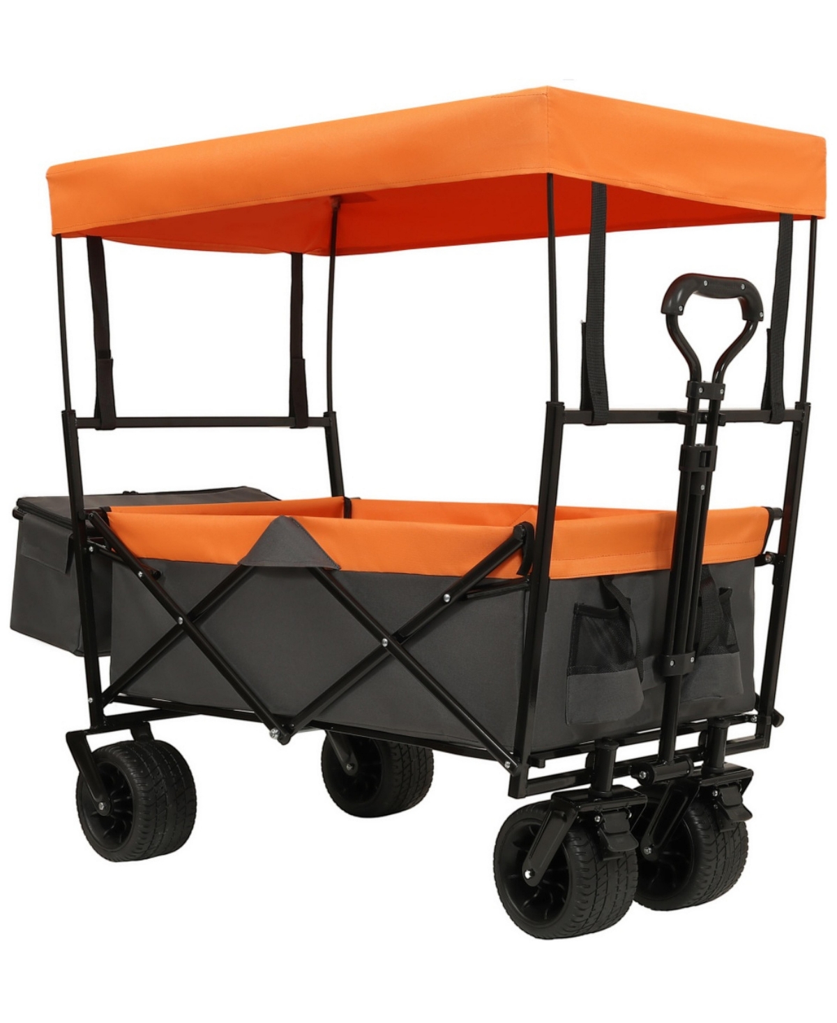 ECHTPeak Collapsible Wagon with Removable Canopy, 480Lbs Foldable Wagon Stroller with 7 Inch All Terrain Wheels for Camping Shopping Sports Garden - O