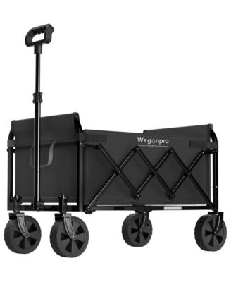 Expandable Dual Layer Collapsible Utility Wagon,220 lbs Heavy Duty Steel Frame Cart for Camping Shopping Gardening Beach Outdoor Use