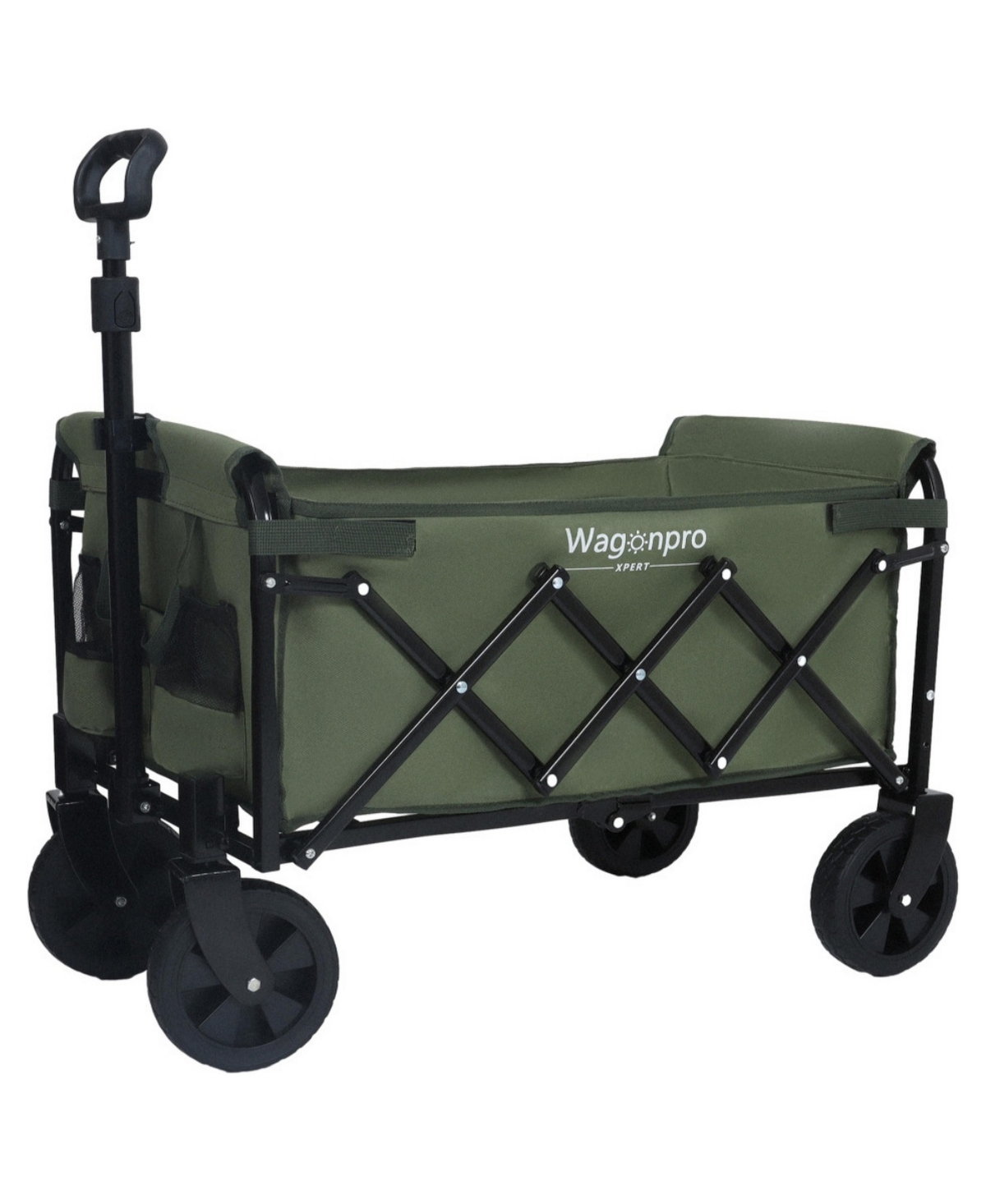 ECHTPeak Expandable Dual Layer Collapsible Utility Wagon,220 lbs Heavy Duty Steel Frame Cart for Camping Shopping Gardening Beach Outdoor Use - Army g