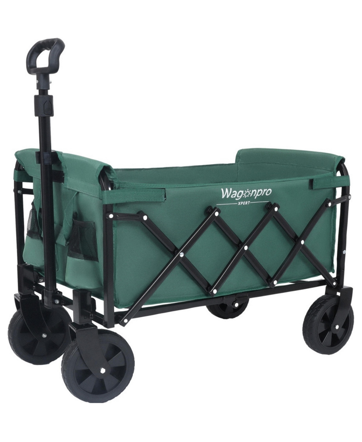 ECHTPeak Expandable Dual Layer Collapsible Utility Wagon,220 lbs Heavy Duty Steel Frame Cart for Camping Shopping Gardening Beach Outdoor Use - Green