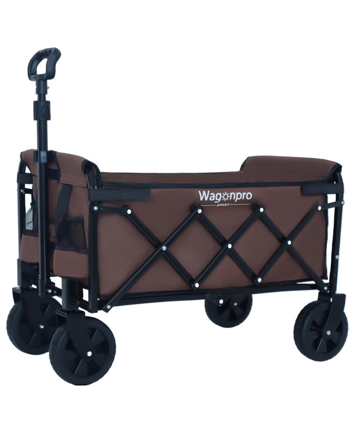 ECHTPeak Expandable Dual Layer Collapsible Utility Wagon,220 lbs Heavy Duty Steel Frame Cart for Camping Shopping Gardening Beach Outdoor Use - Brown