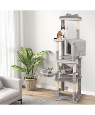 69 Inch Multi-Level Cat Tree with Top Perch, Cozy Condo and Hammock