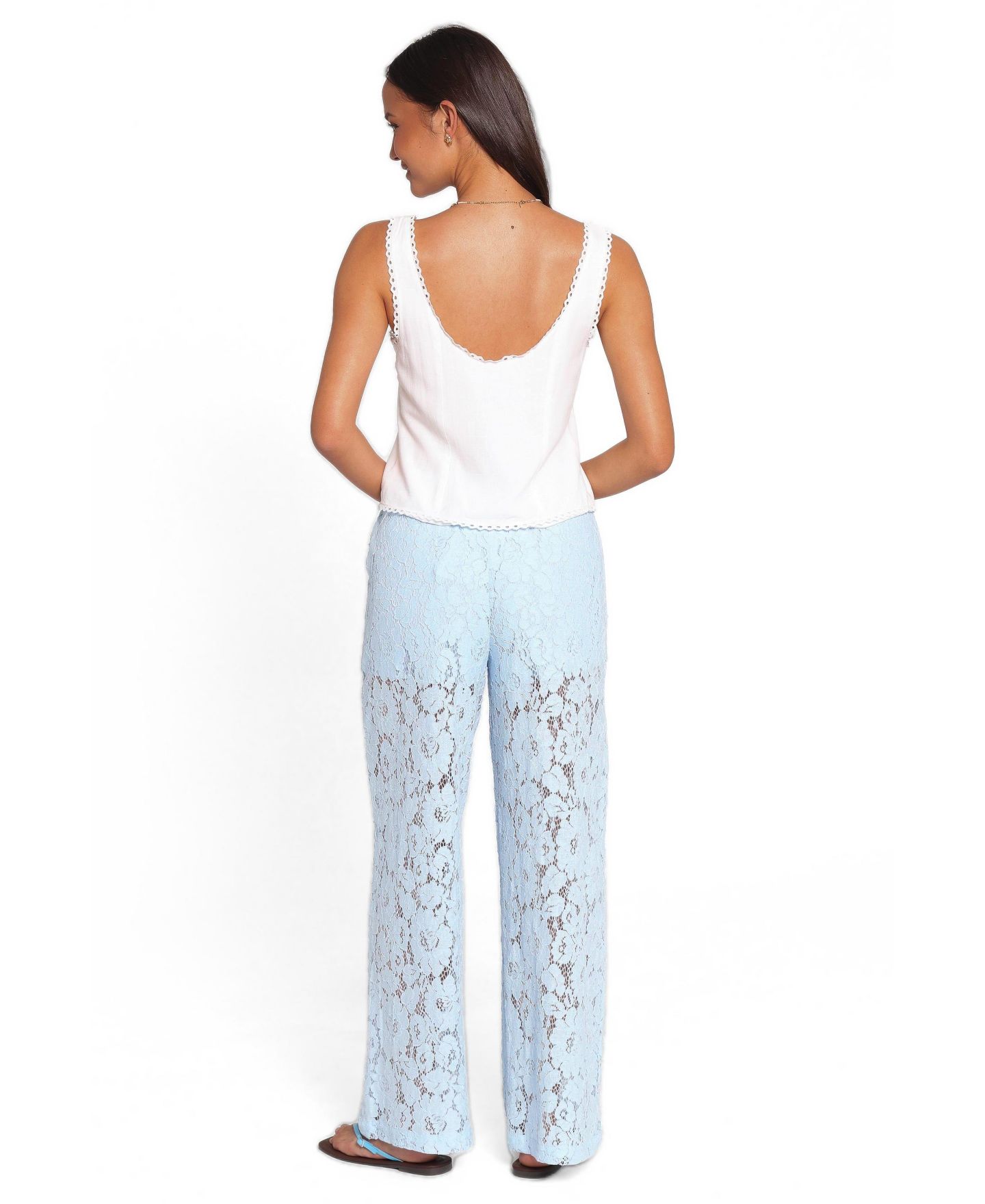 Женские брюки Petal and Pup Sabina High-Rise Lace Wide-Leg — фото 4
