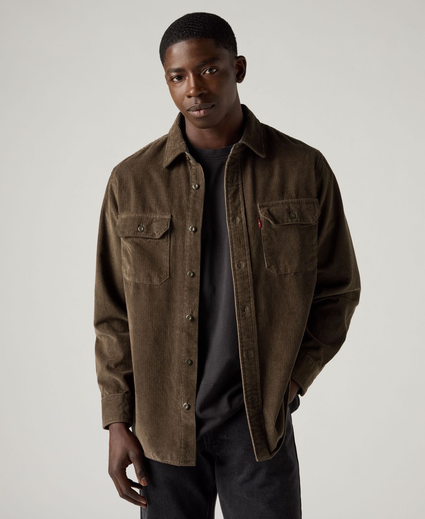 Мужская рубашка Levi's Long-Sleeve Regular-Fit Overshirt, цвет: Кофейный — фото 3