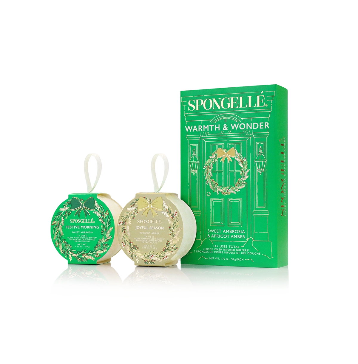 Spongelle Holiday Wreath Collection Warmth and Wonder Gift Set 14 Plus Uses Total Festive Morning and Joyful Season