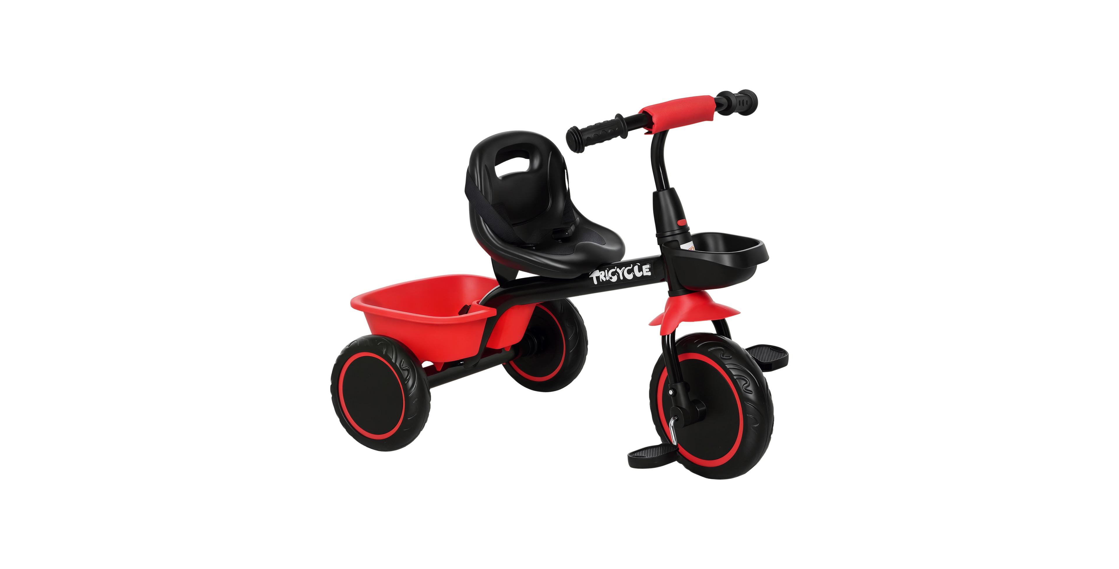 Glintex Toddler Tricycle with Adjustable Seat, Safety Belt and Steel Frame, 55-lb Capacity, Ages 2-5