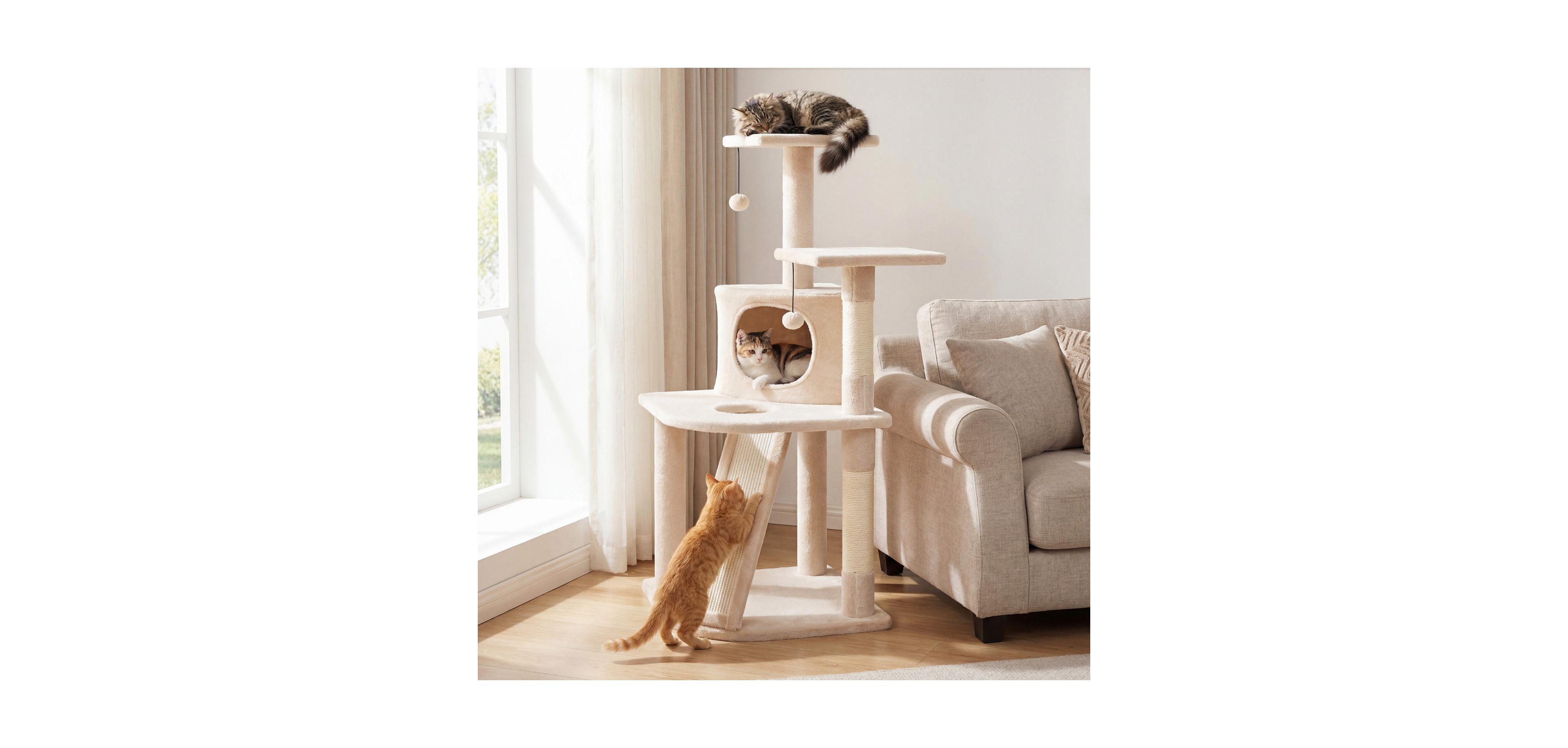 Zeny 44in Tall Kitten Tower with Condo and 2 Plush Perches