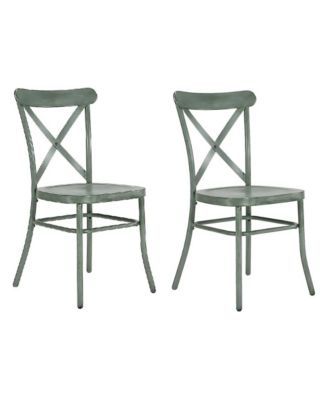 Metal Cross-Back Dining Chairs, Farmhouse Style, Set of 2