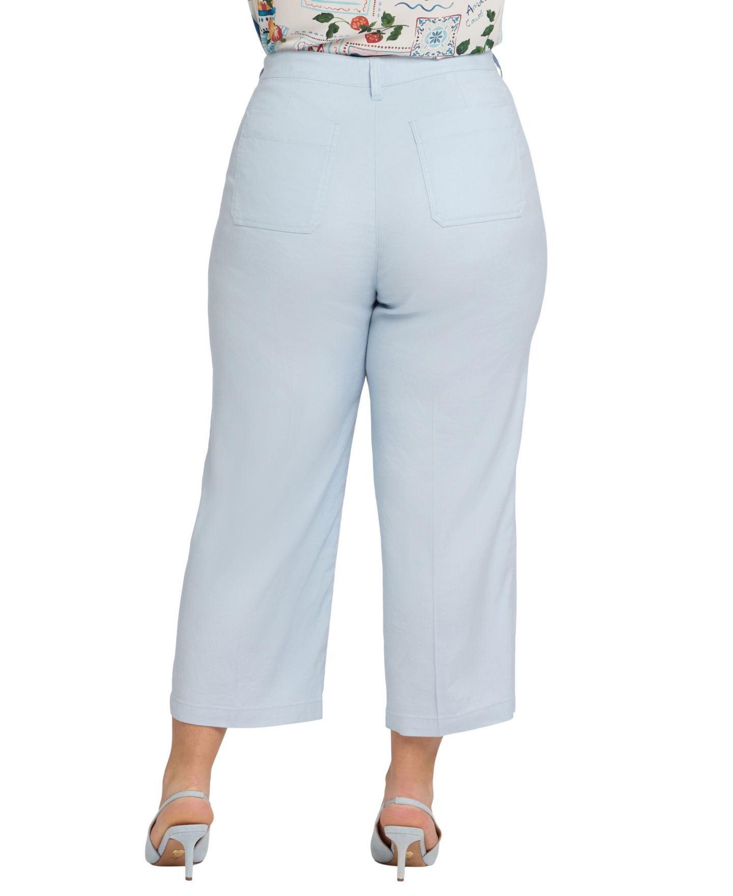 Женские брюки NYDJ Plus Size Cropped Wide-Leg High-Waisted, цвет: Синий — фото 4