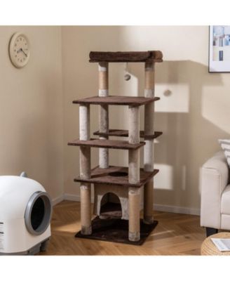 Cat Tree with Swaying Condo and Plush Perch Bed