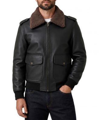 Men's Aviator Sherpa-Collar Lamb Leather Jacket