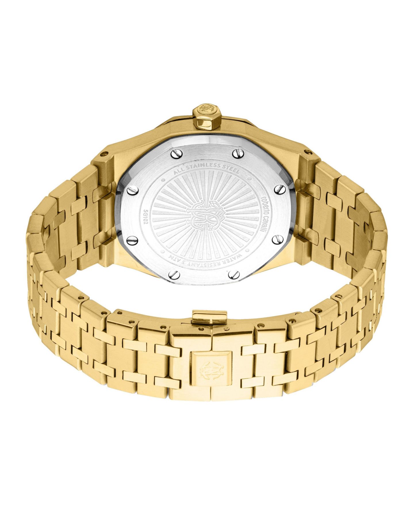 Мужские часы Roberto Cavalli Quartz Octagonal Stainless Steel Bracelet Watch, 42mm, цвет: Золотой — фото 2