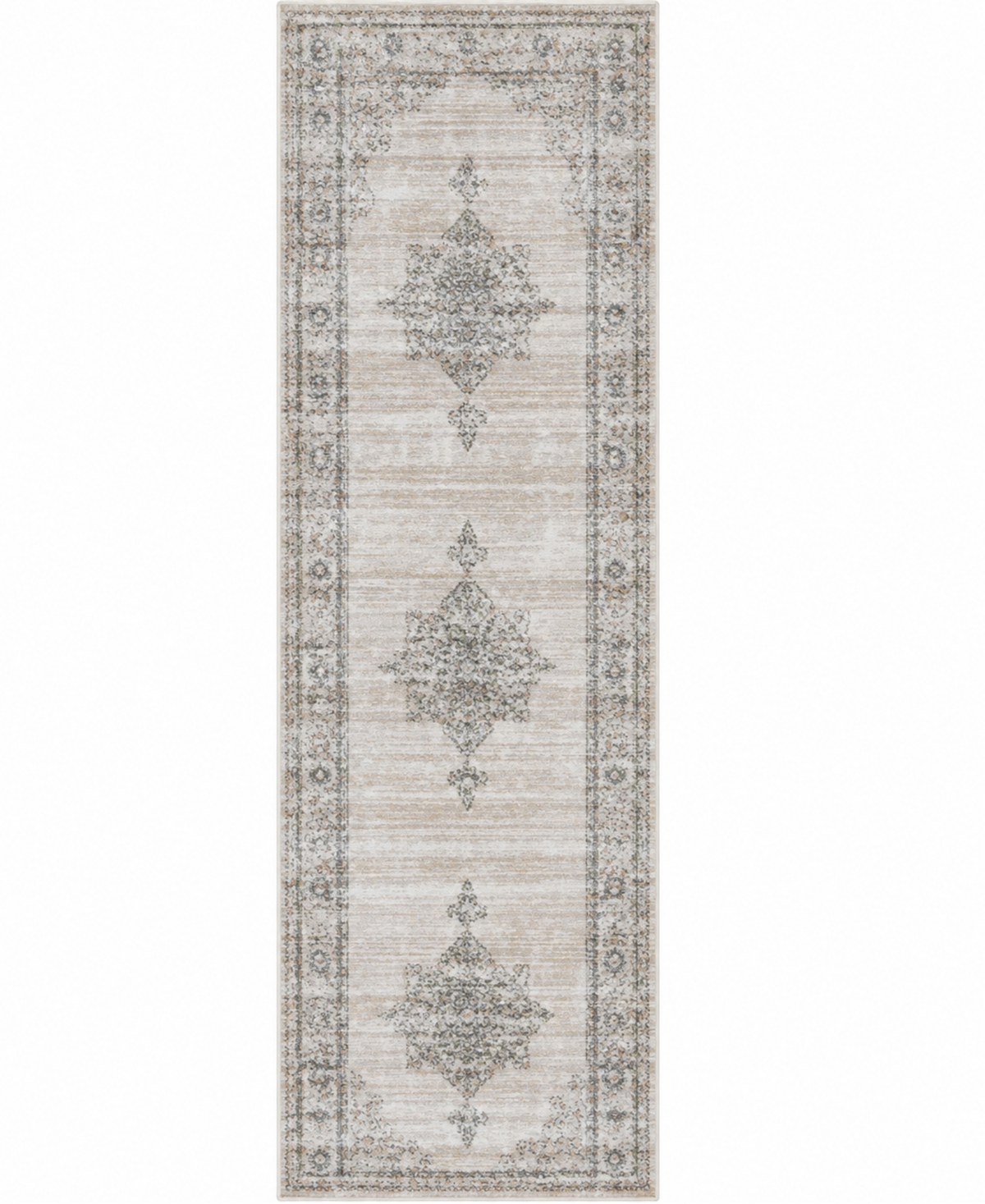 Closeout! Km Home 3563/0023/Bone Cantu Ivory/ Cream 2'2" x 7'7" Runner Rug