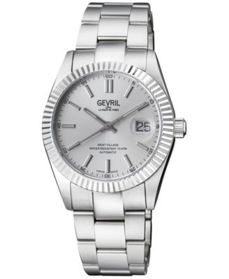 Men's West Village Swiss Automatic Water-Resistant Silver Stainless Steel Bracelet Watch, 40mm