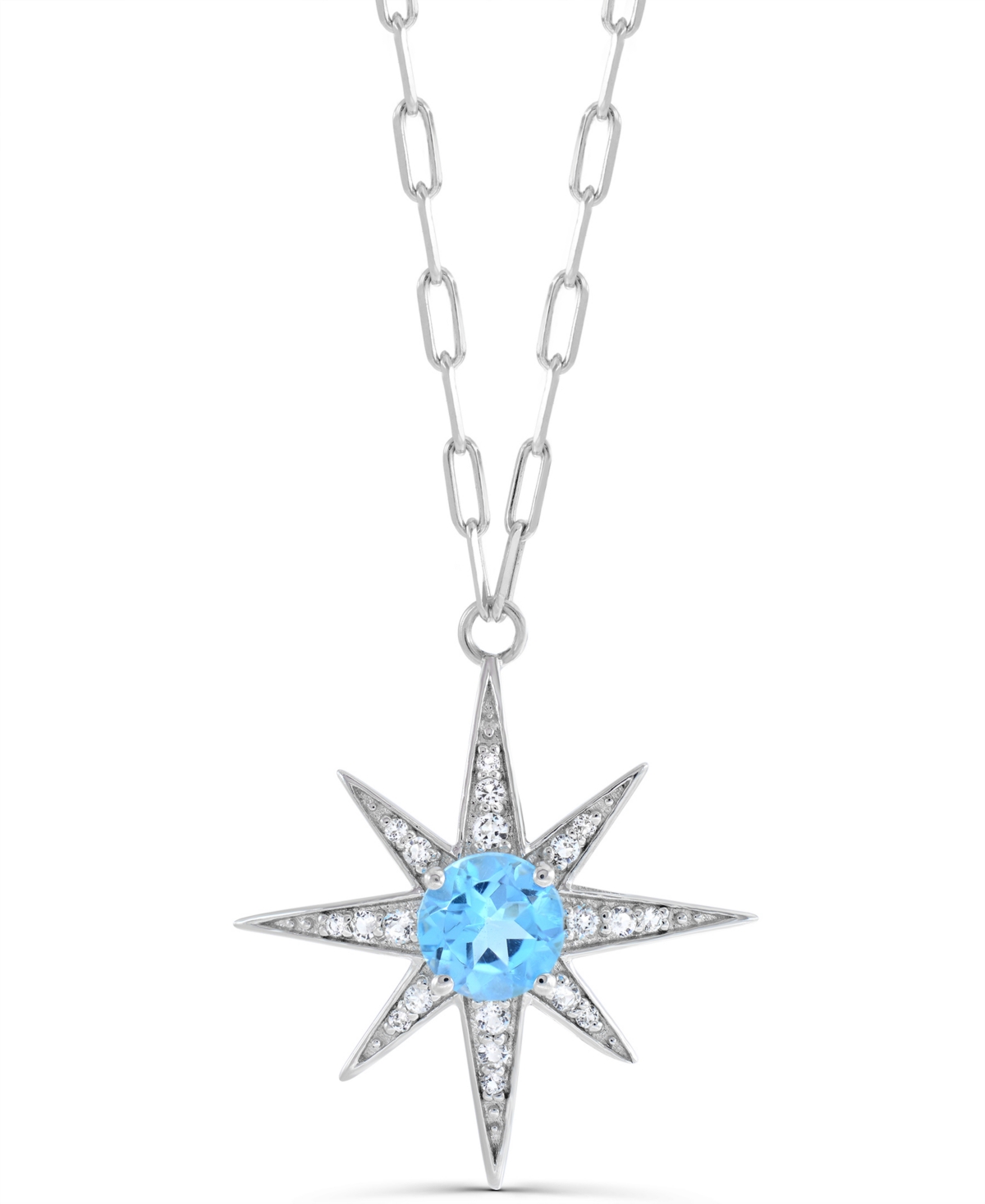 Swiss Blue Topaz and White Topaz Pendant Necklace (1 ct. t.w.) in Sterling Silver - Blue