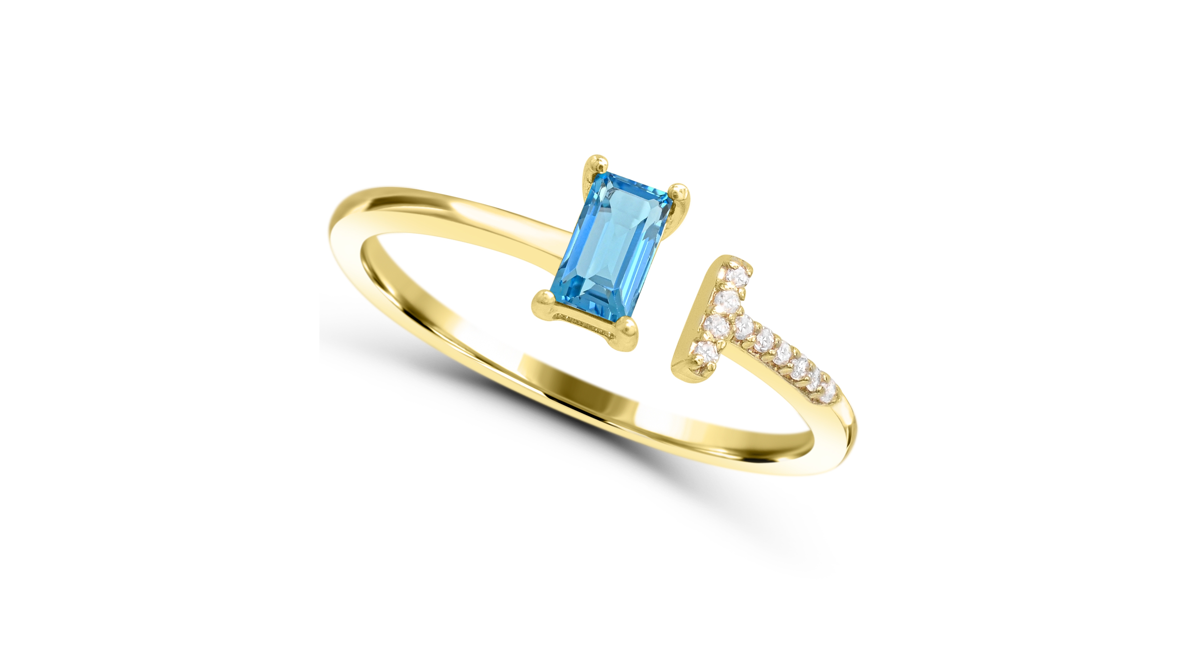 Macy's Swiss Blue Topaz and Diamond Accent Adjustable Open Ring (1/3 ct. t.w.) in Gold-Plated Sterling Silver