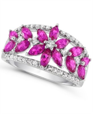 Lab-Grown Pink Sapphire and Lab-Grown White Sapphire Ring (1-1/3 ct. t.w. and 3/8 ct. t.w.) in Sterling Silver