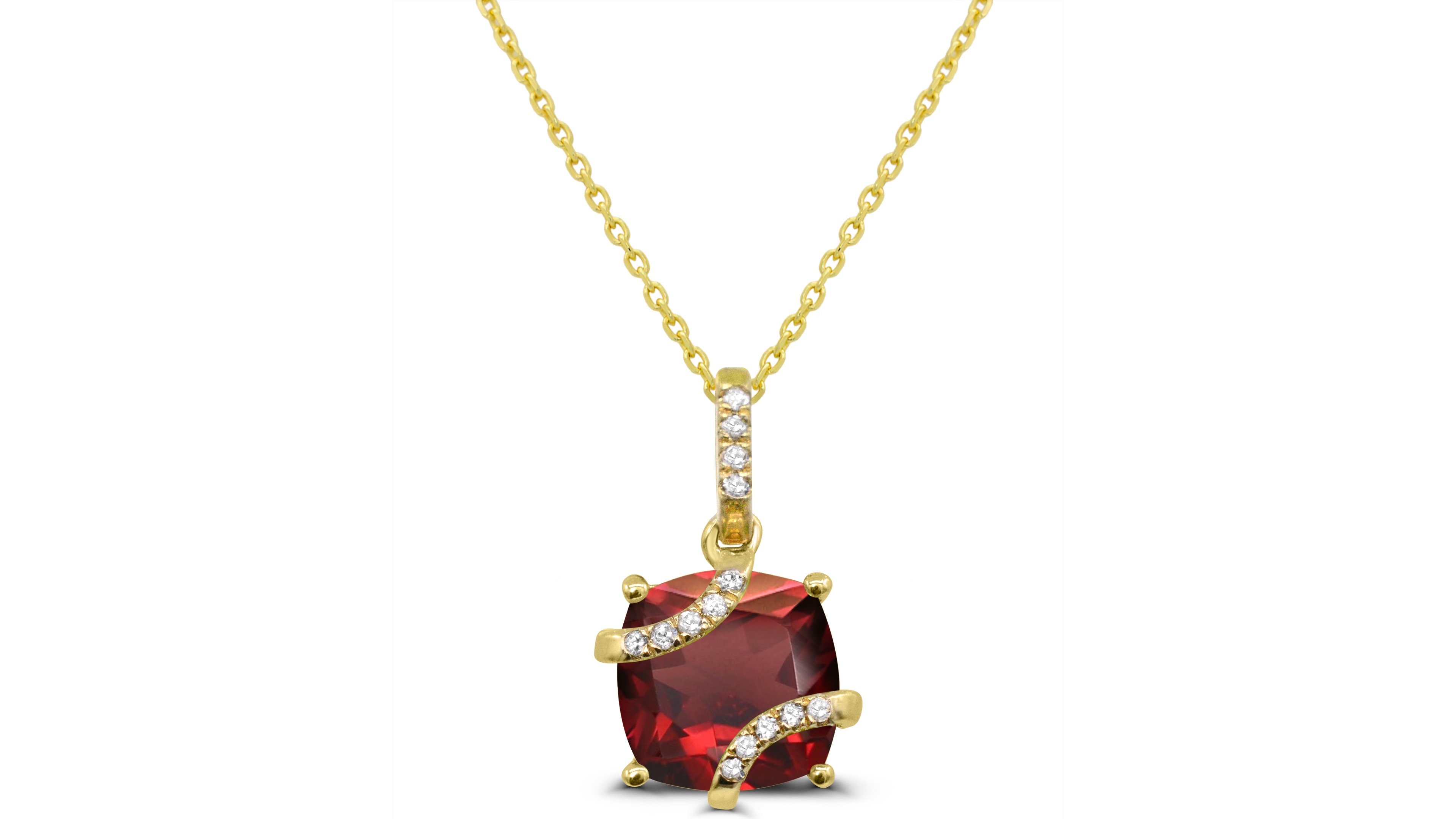 Macy's Garnet (1-1/3 ct. t.w.) and Diamond Accent Pendant Necklace in 14k Gold-Plated Sterling Silver