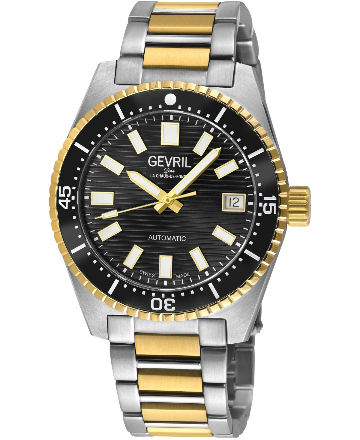 Gevril Men's Swiss Automatic Atlantic Avenue Water-Resistant Two-tone Stainless Steel Bracelet Watch, 40 mm - Silver