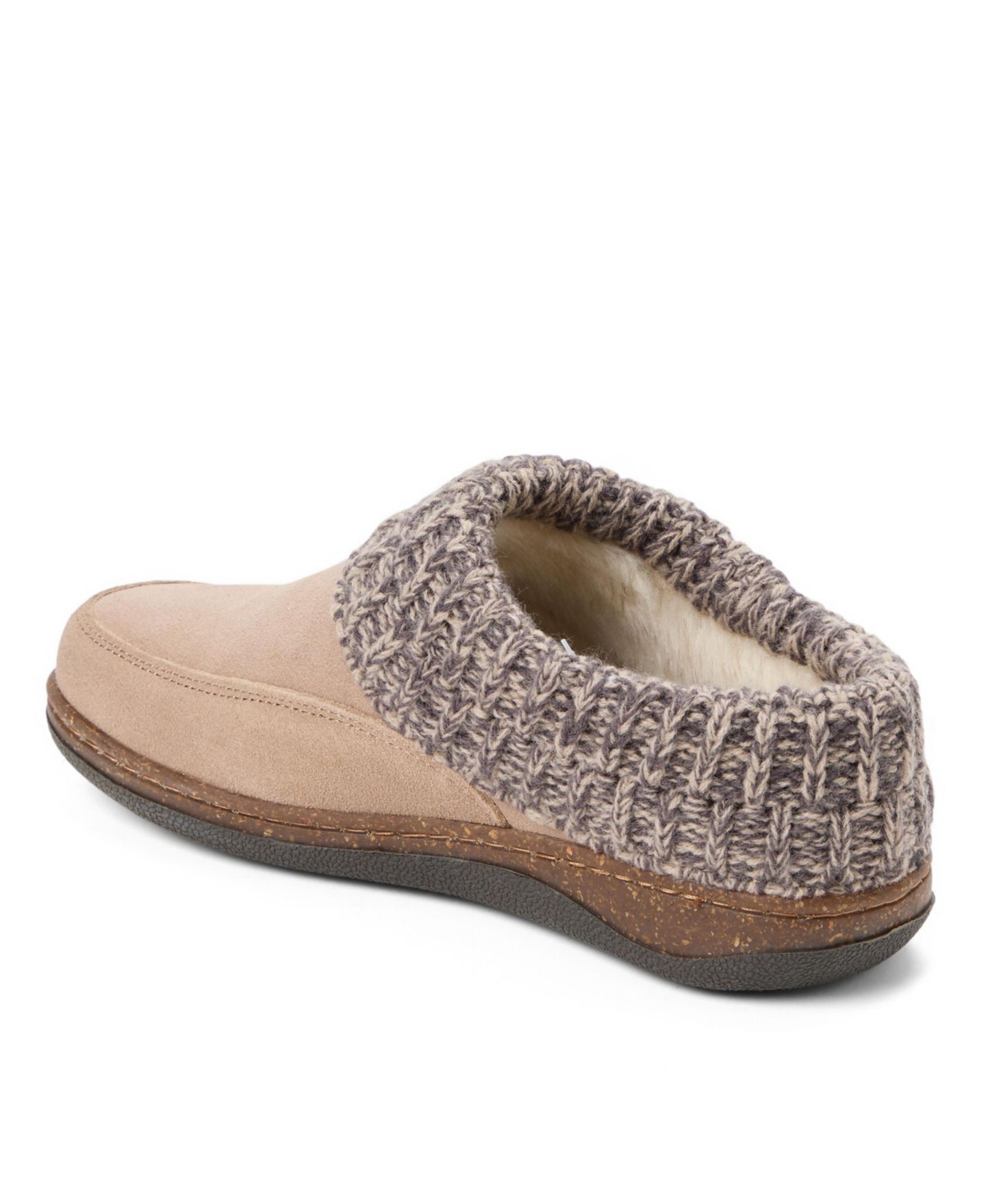 Женские сабо Clarks Suede Sweater-Knit Cuff Round Toe Clog Slippers, цвет: Серо-коричневый — фото 6
