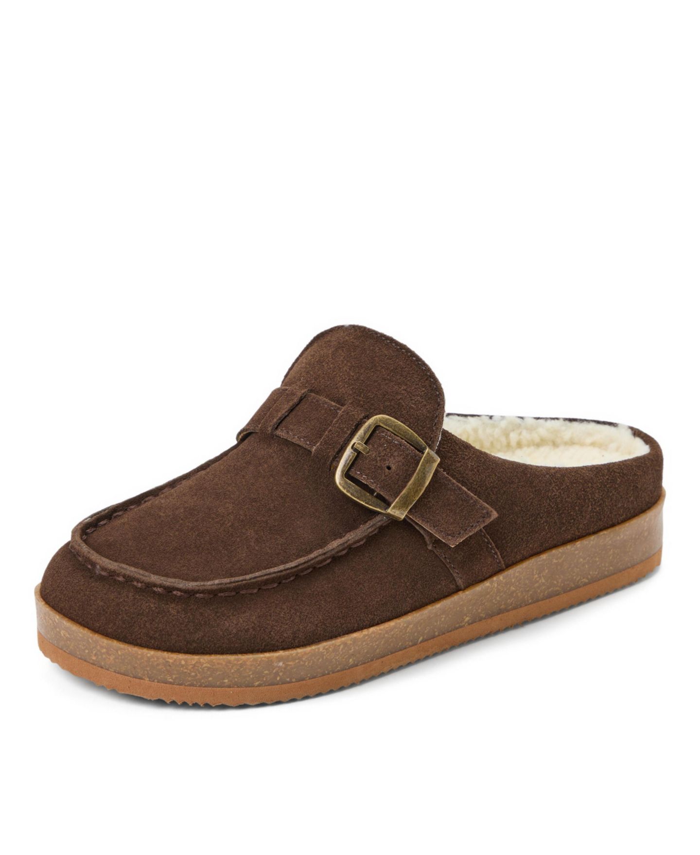 Женские сабо Clarks Genuine Suede Clog Memory Foam Slippers, цвет: Шоколадный — фото 8