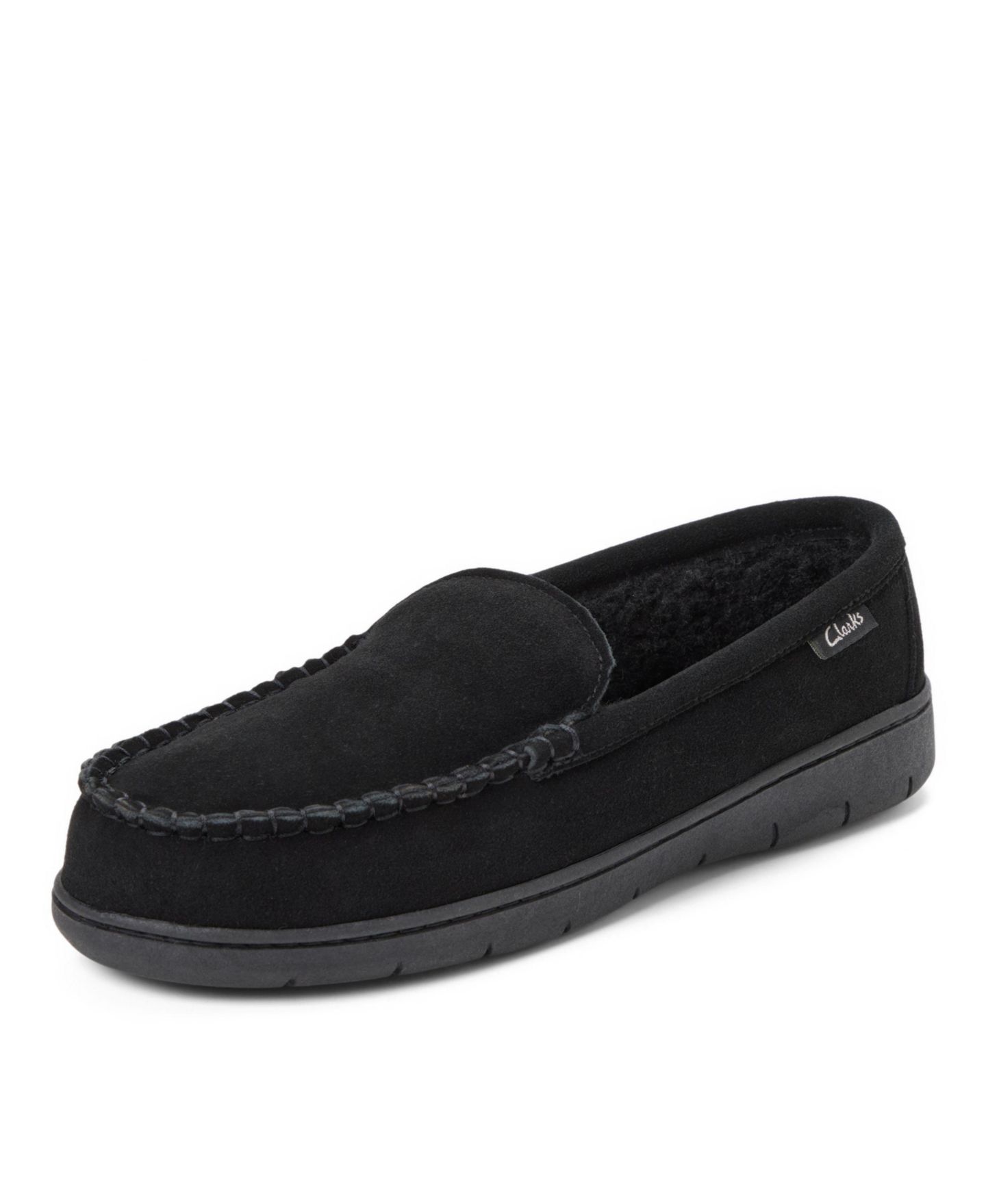 Мужские тапочки Clarks Venetian Moc Memory Foam Genuine Cow Suede Slippers, цвет: Чёрный — фото 8