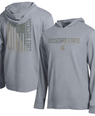 Men's Heather Gray Michigan State Spartans Operation Hat Trick Flag Hooded Long-Sleeves T-Shirt