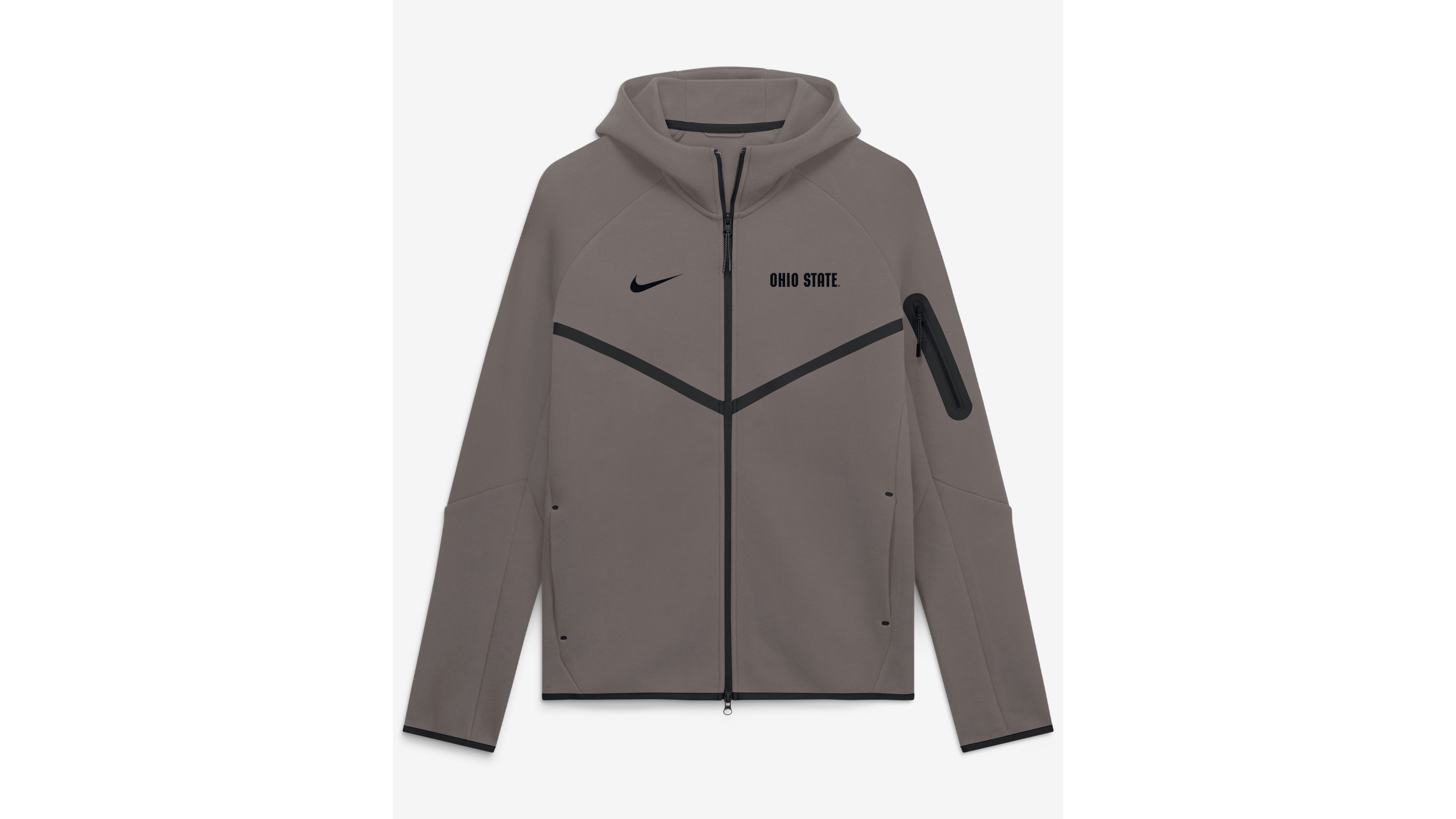 Nike Men's Stone Ohio State Buckeyes Tech Fleece Raglan Full-Zip Windrunner Hoodie