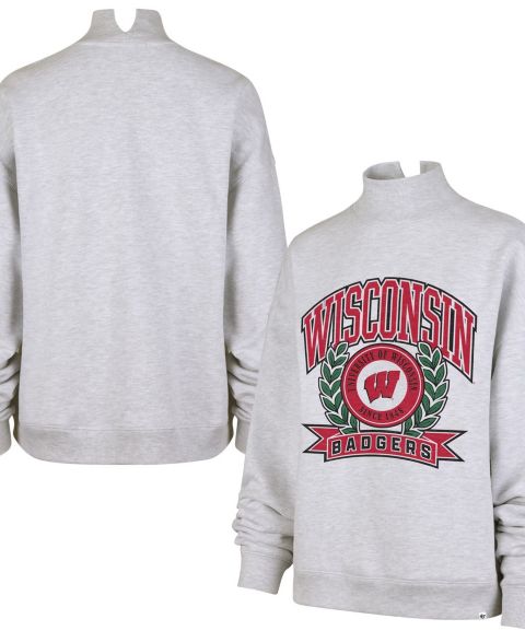 Женская толстовка '47 Brand Gray Wisconsin Badgers Laurel Arch Mock Neck