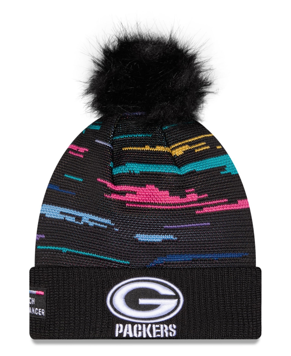 Women's New Era Black Green Bay Packers 2026 NFL Crucial Catch Cuffed Knit Hat with Pom