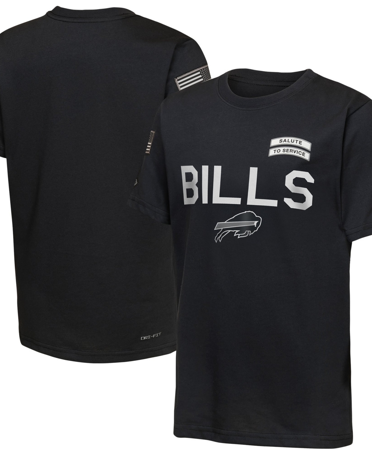 Nike Big Boys' and Girls' Black Buffalo Bills 2026 Salute to Service Sideline Dri-fit T-Shirt