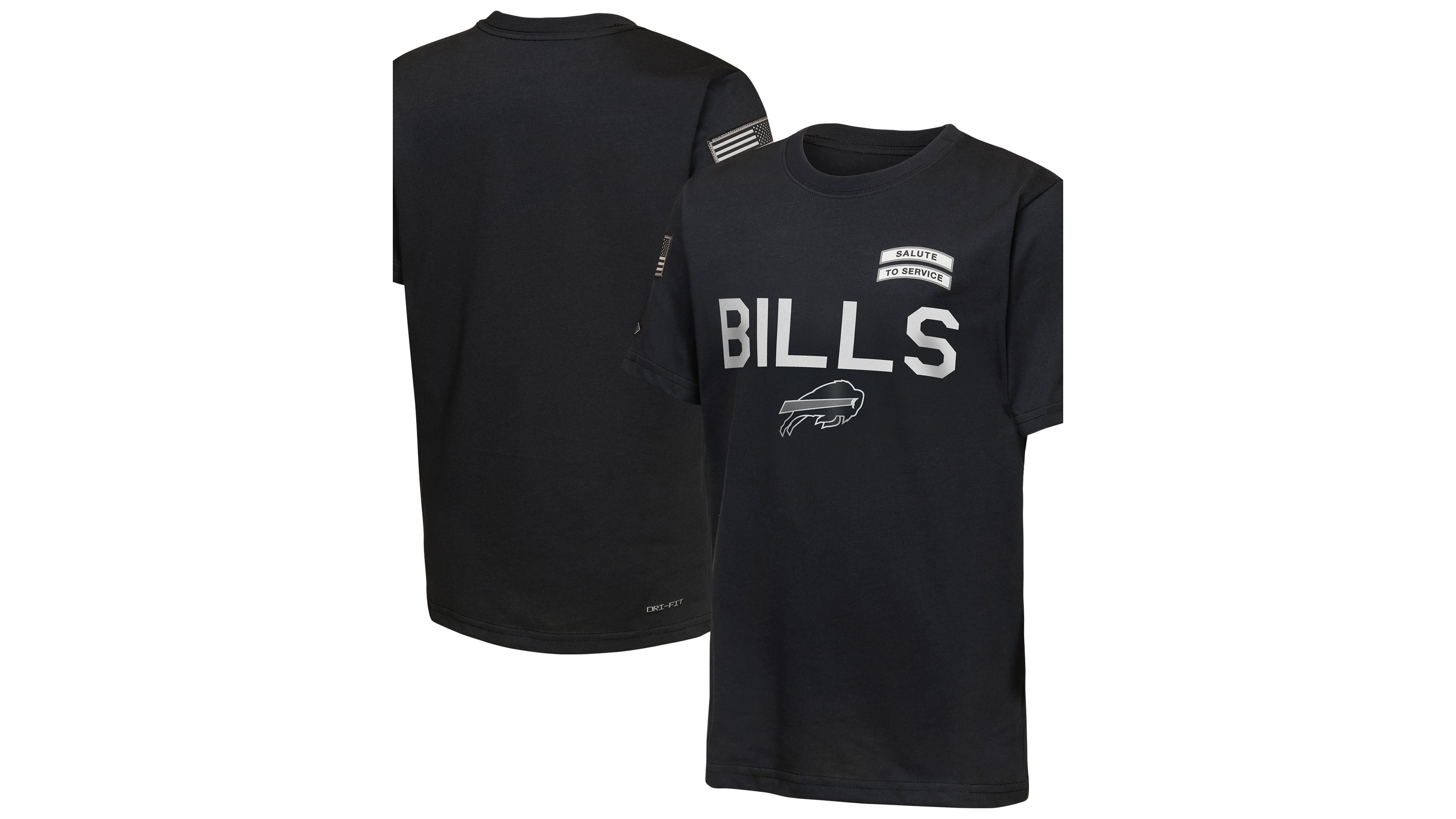 Nike Big Boys' and Girls' Black Buffalo Bills 2026 Salute to Service Sideline Dri-fit T-Shirt