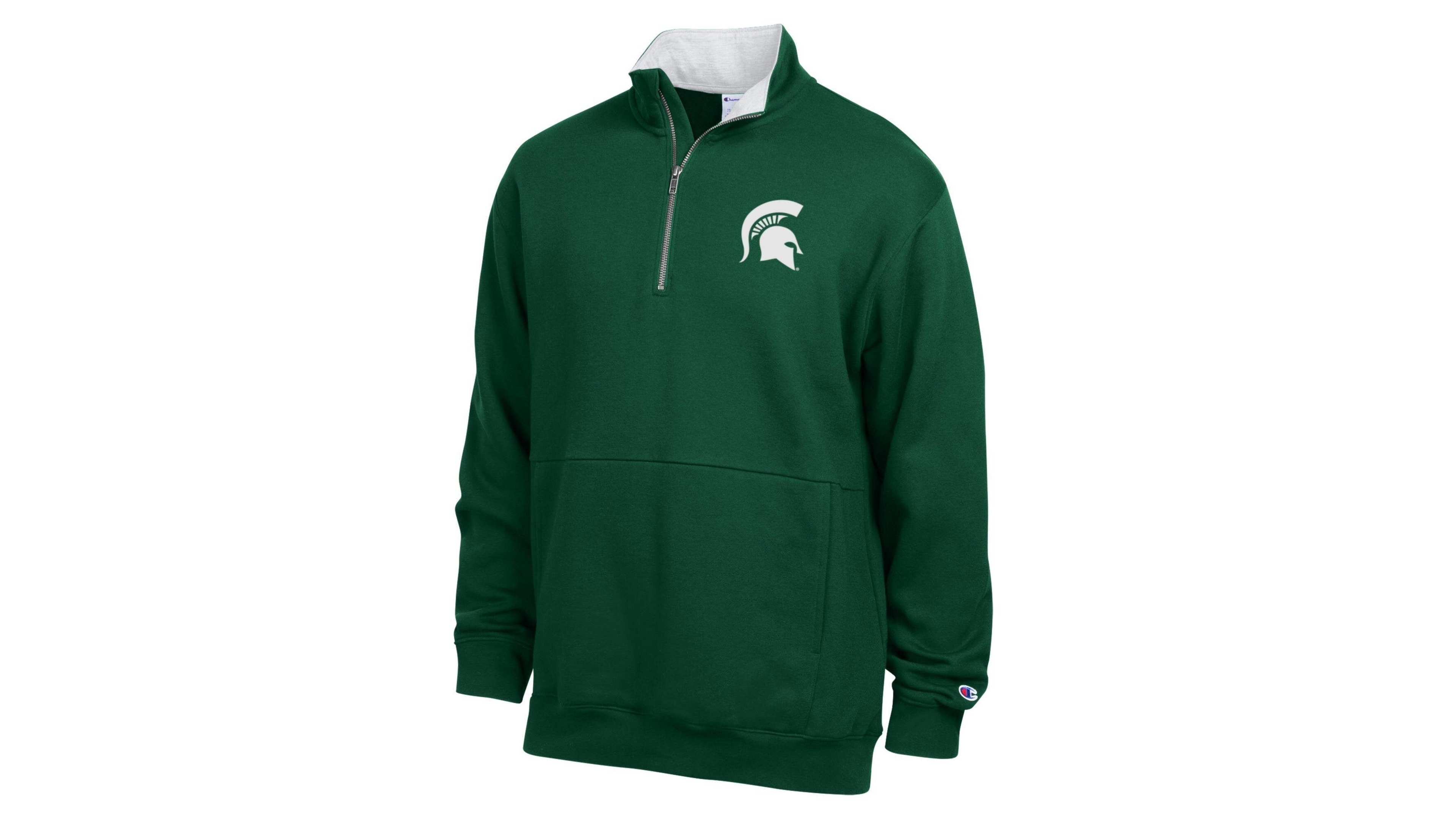 Champion Men's Green Michigan State Spartans Fleece Quarter-Zip Pullover