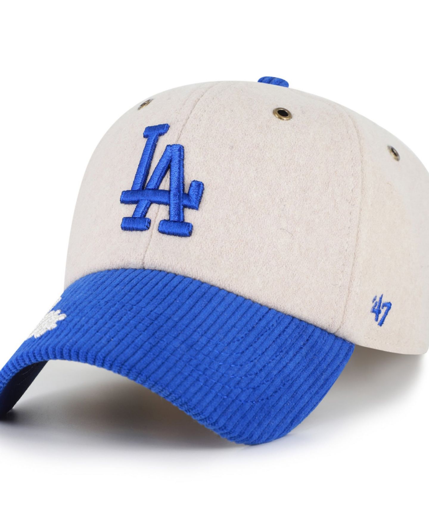 Женская кепка '47 Brand Natural/Royal Los Angeles Dodgers Rope Script Clean Up Adjustable Hat — фото 3