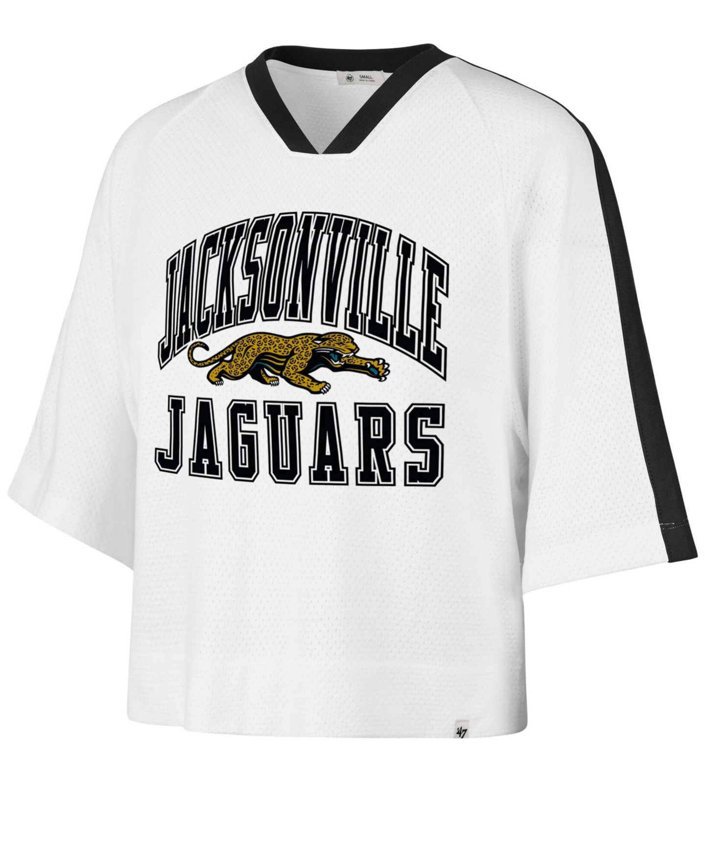 Женская футболка '47 Brand White Jacksonville Jaguars Big Overarch Drop Needle Raglan V-Neck — фото 3