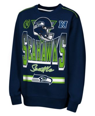 Big Boys' and Girls' College Navy Seattle Seahawks Run Gun Fleece Sweatshirt