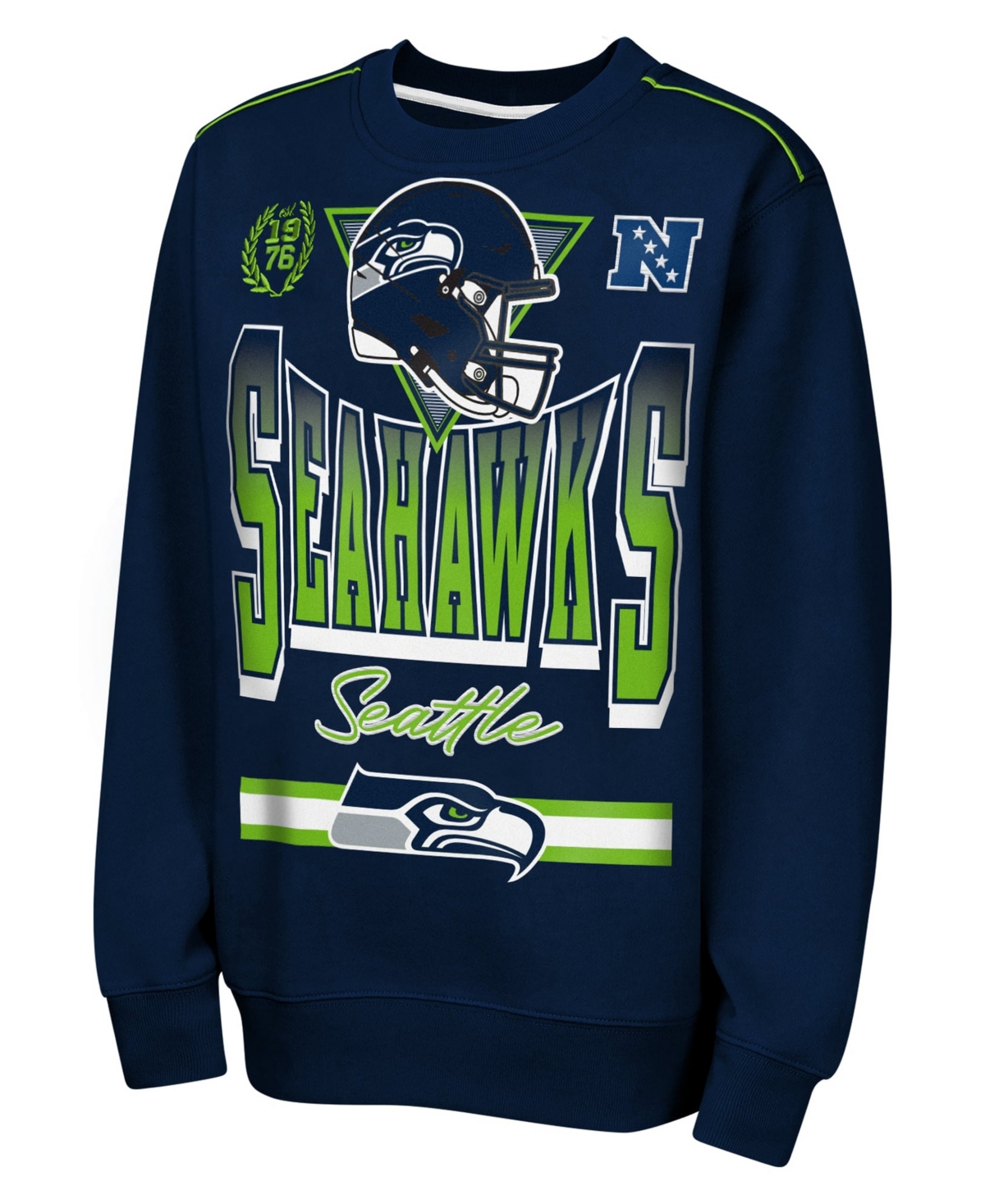 Outerstuff Big Boys' and Girls' College Navy Seattle Seahawks Run Gun Fleece Sweatshirt - College Navy