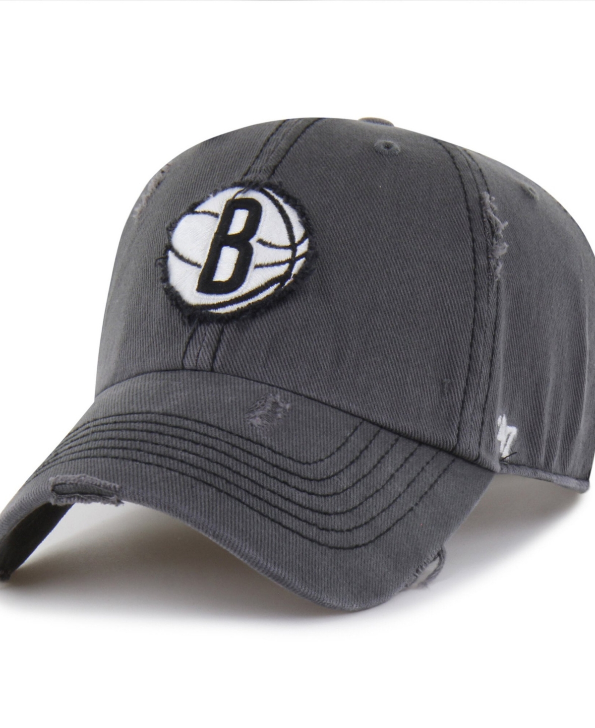 '47 Brand Men's Charcoal Brooklyn Nets Weathered Clean Up Adjustable Hat - Charcoal