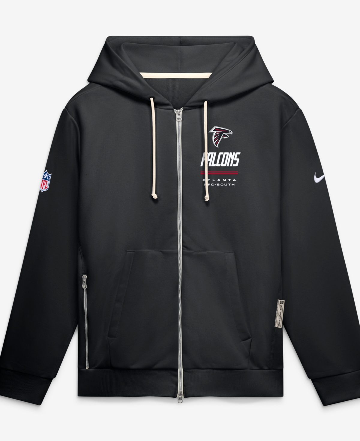 Nike Men's Black Atlanta Falcons Sideline Standard Issue Quarterback Scramble Dri-fit Full-Zip Hoodie