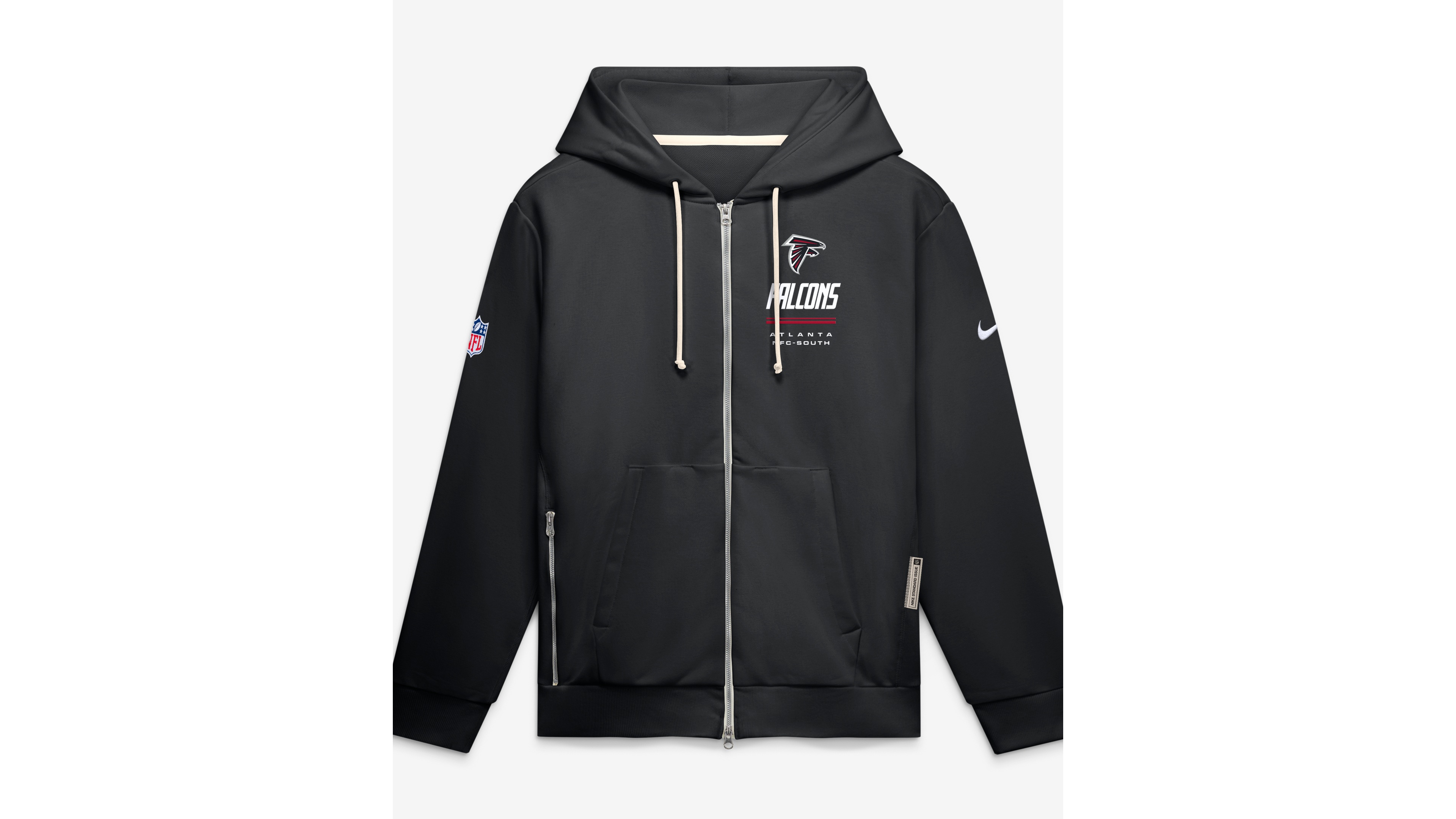 Nike Men's Black Atlanta Falcons Sideline Standard Issue Quarterback Scramble Dri-fit Full-Zip Hoodie
