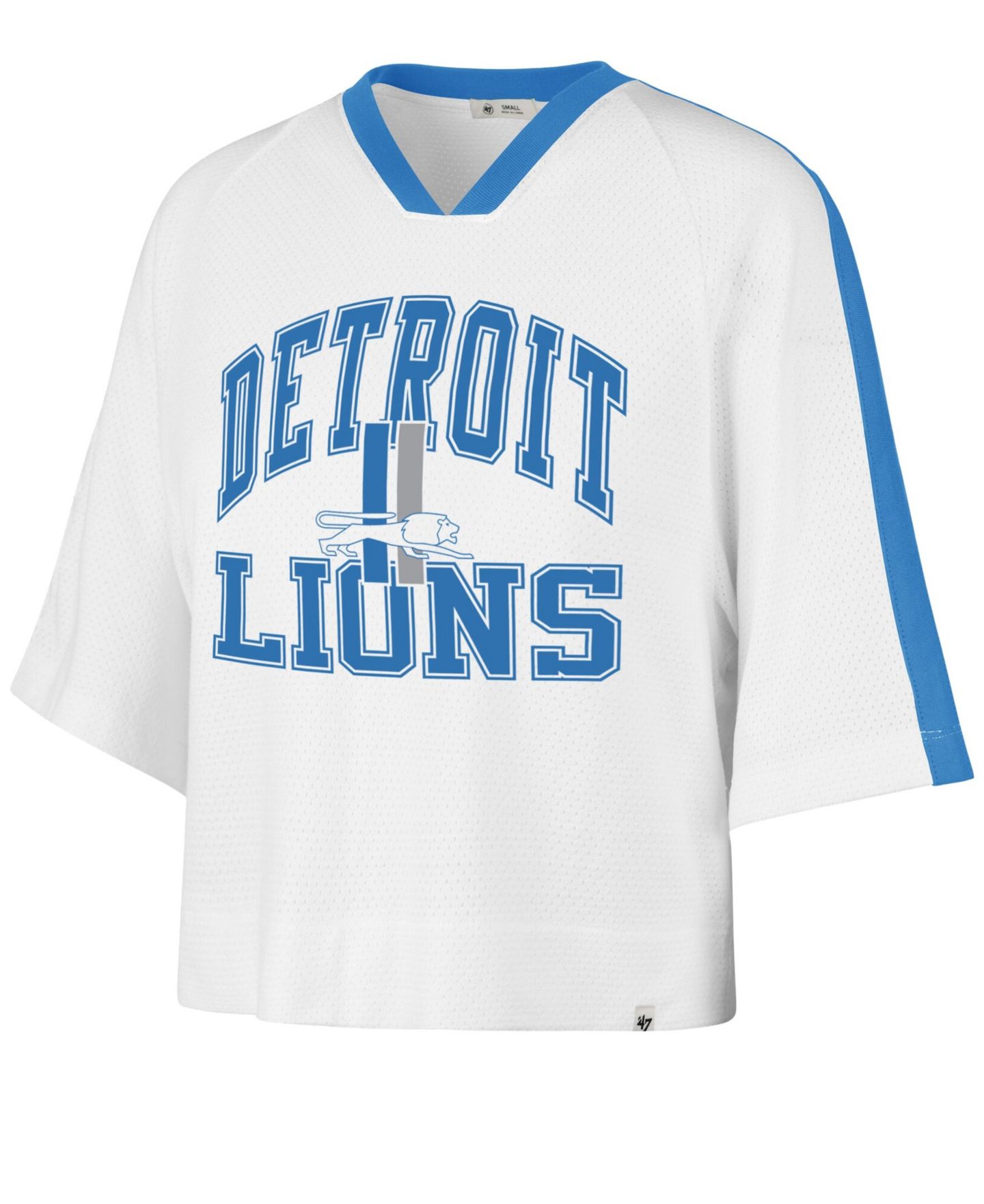 Женская футболка '47 Brand White Detroit Lions Big Overarch Drop Needle Raglan V-Neck — фото 3