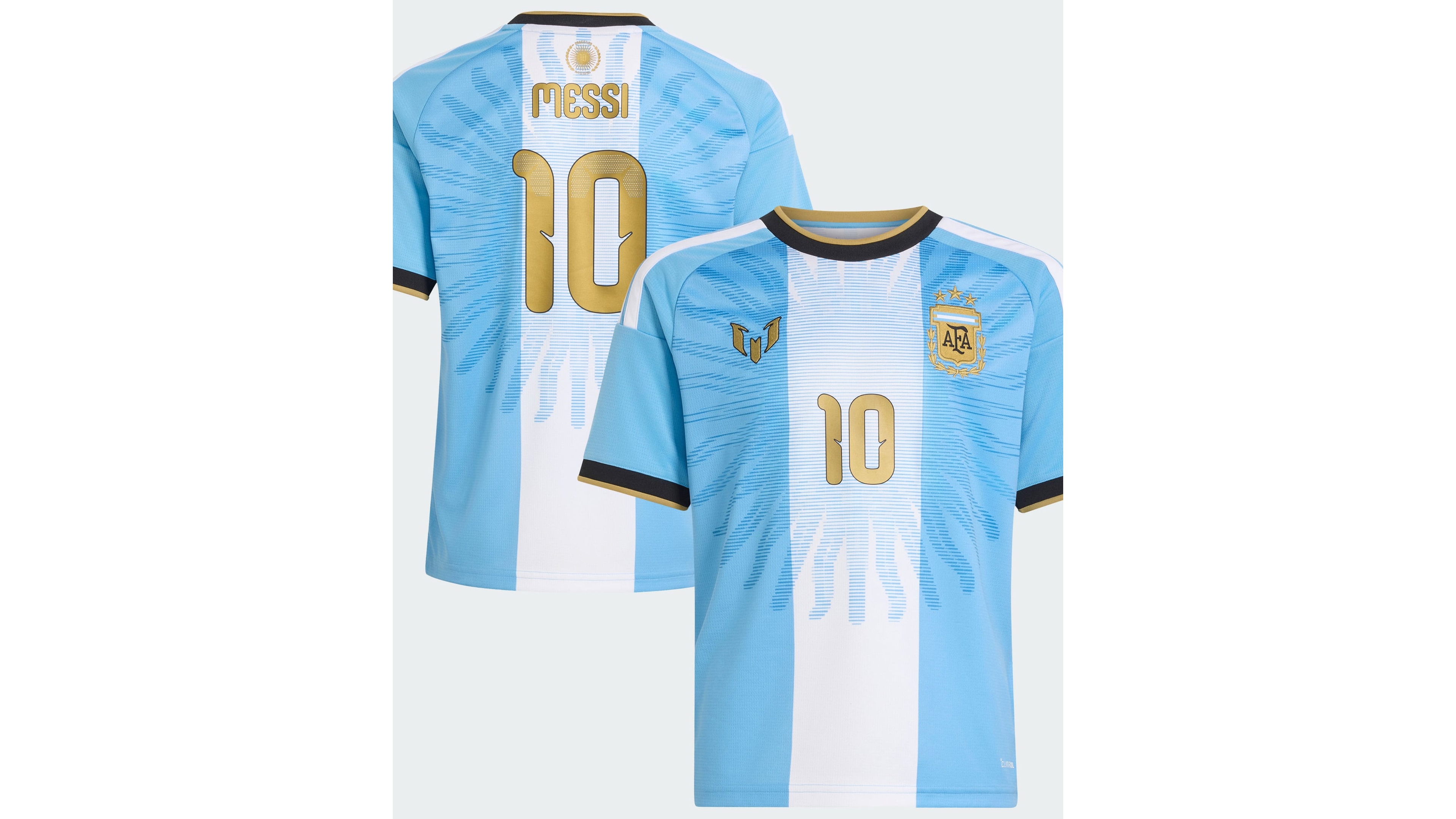 adidas Big Boys' and Girls' Lionel Messi Light Blue Argentina National Team Afa x Messi Replica Jersey