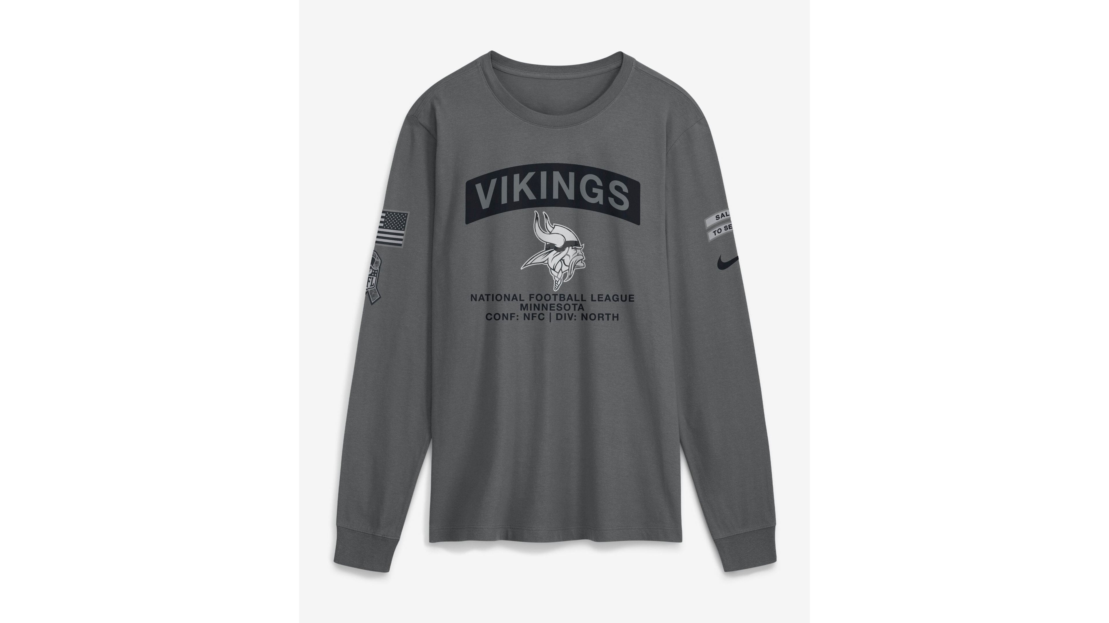 Nike Men's Gray Minnesota Vikings 2026 Salute to Service Long-Sleeves T-Shirt