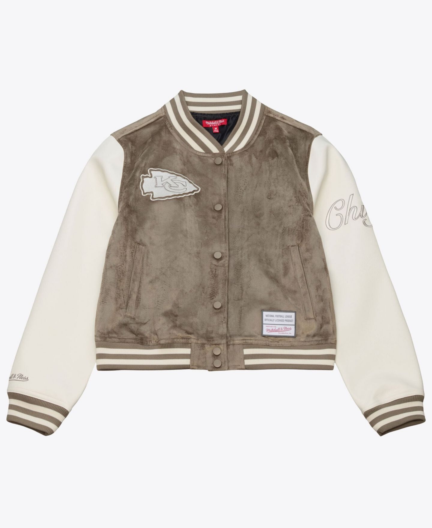Женская куртка Mitchell & Ness Tan Kansas City Chiefs Full-Snap Varsity — фото 1