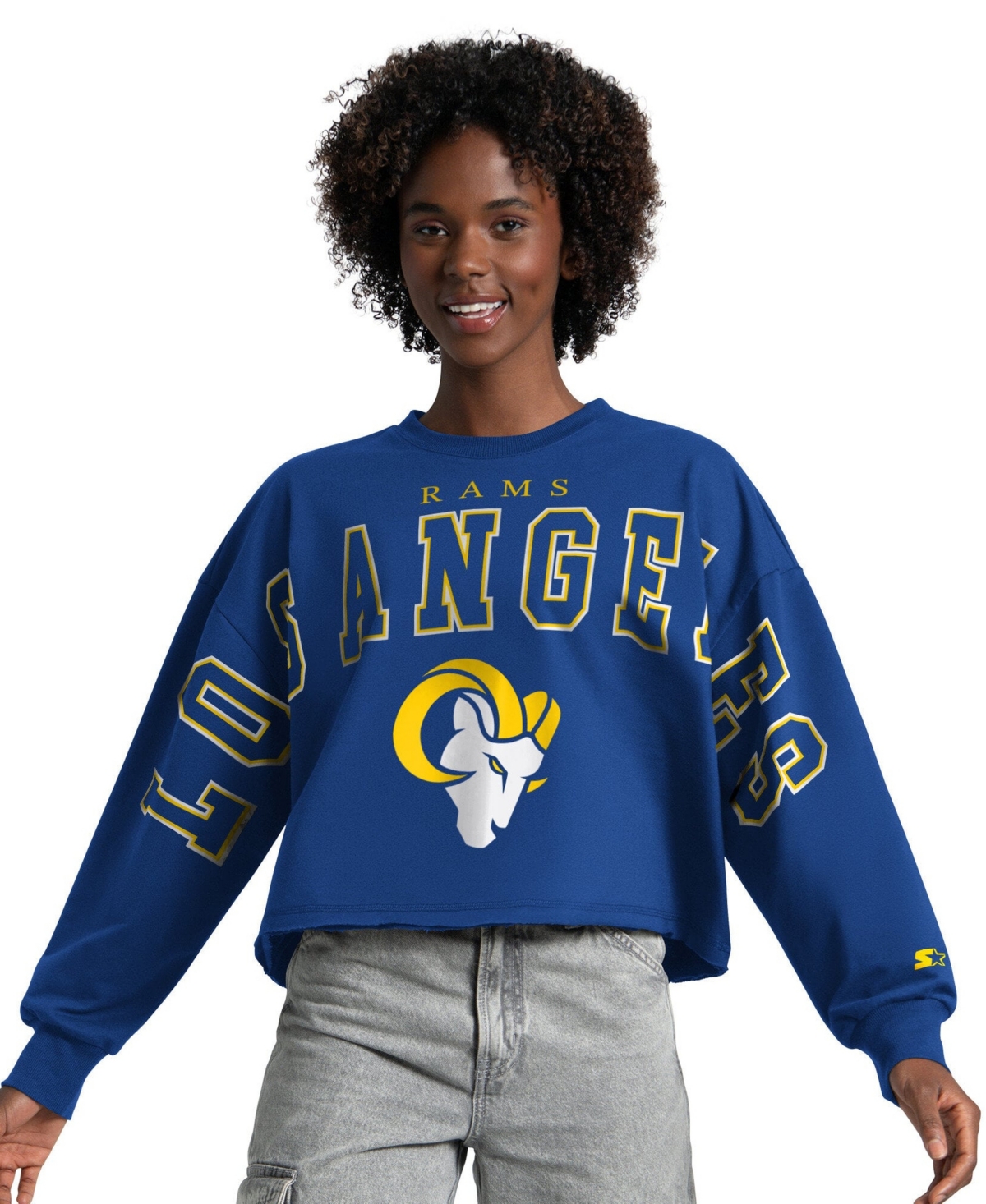 Starter Women's Royal Los Angeles Rams Bleachers Cropped Sweatshirt - Royal