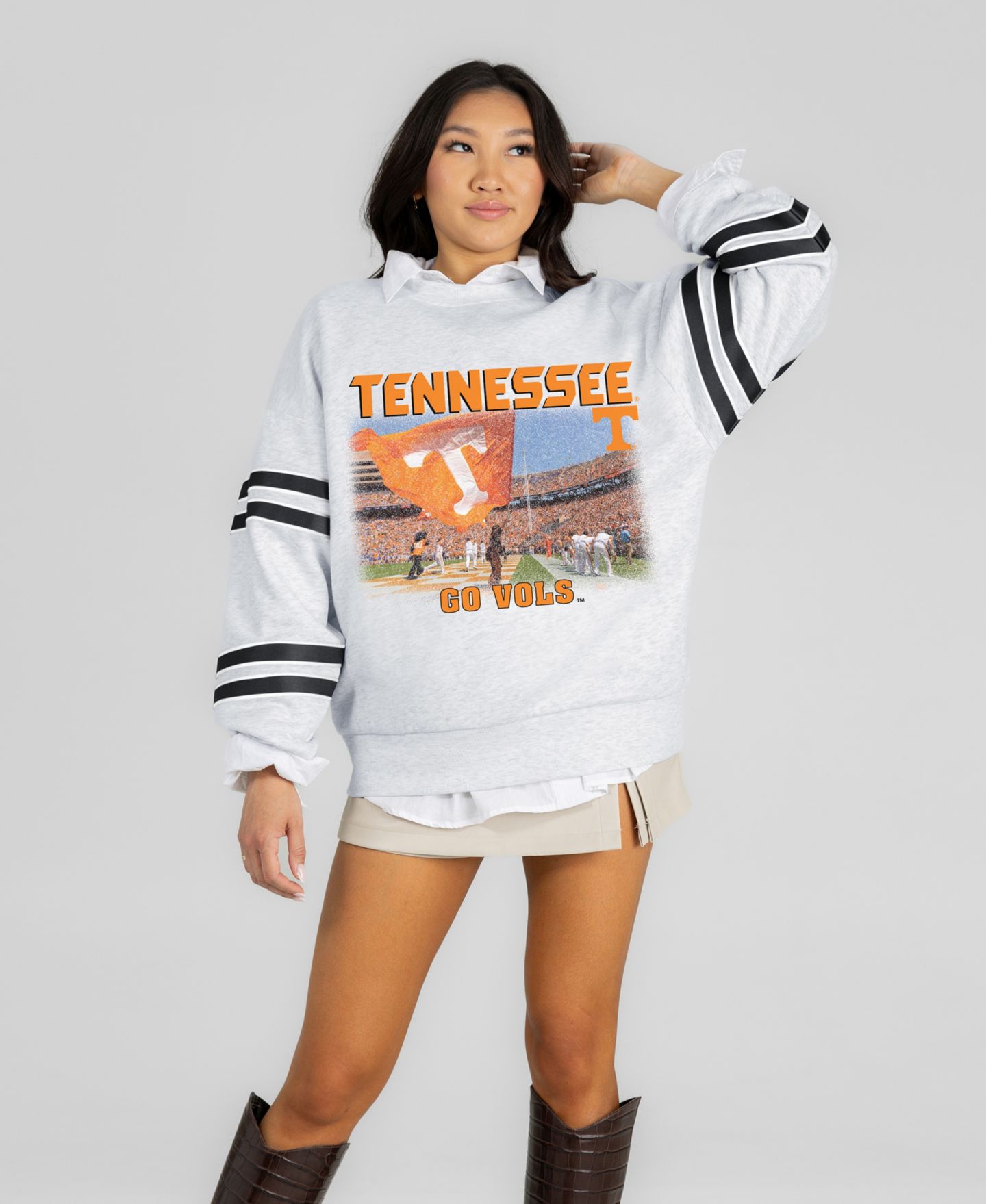 Женская толстовка Gameday Couture Ash Tennessee Volunteers Off the Grid Oversized Fleece — фото 4